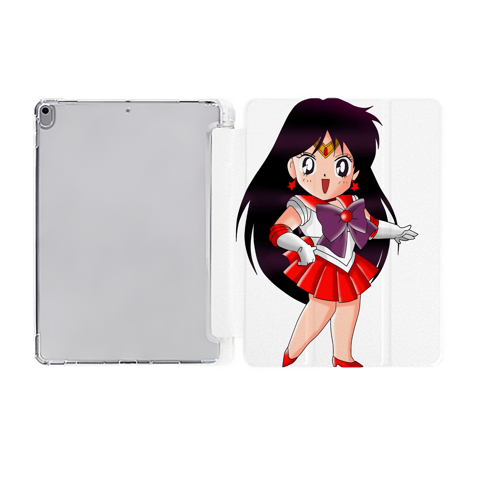 （画像用） 美少女戦士セーラームーン 火野レイ ひの レイ Sailor Moon Hino Rei （セーラーマーズ,Sailor Mars） IPad ケース ペン収納付き 三つ折りスタンド PUレザー×シリコン 対応機種9.5/10.5/10.9インチ